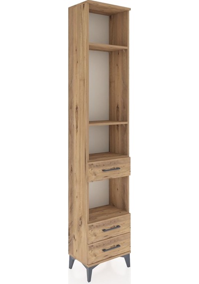 Arges Dolap 4 Raflı 3 Çekmeceli 44x30x221 Çam-çam Çam