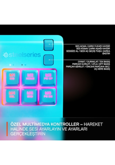 Steelseries Apex 3 Tkl Rgb Suya Ve Toza Dayanıklı Türkçe Gaming Klavye Mavi