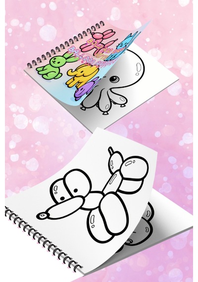Cute Balloon Animals Bold And Easy 20x20 Cm Büyük Boyama Kitabı, Çocuklar Ve Yetişkinlere
