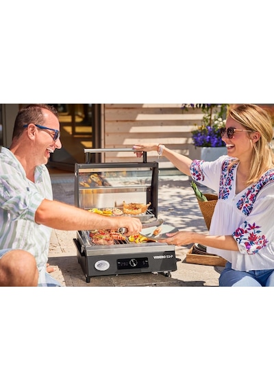 Rösle Videro E2-p Taşınabilir Elektrikli Barbekü 25582 / Camlı Kapak, Sıcak Tutma Izgarası, Toz Boyalı Çelik, Diğer