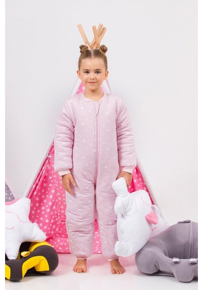 Cantoy Kız Erkek Çocuk Kalın Elyaf Dolgulu Premium Kalite 2.5 Tog Desenli Uyku Tulumu Pembe