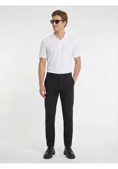 Kip Siyah Düz Dokuma Slim Fit Casual Pantolon