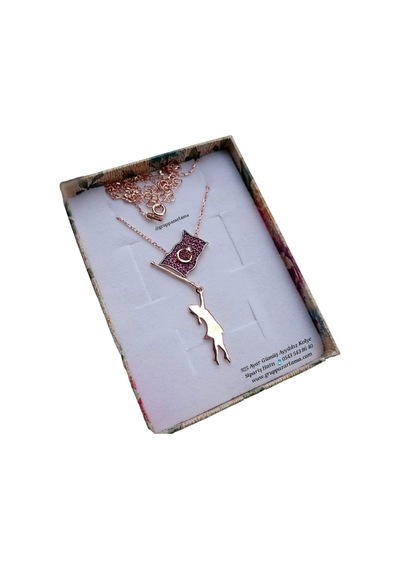 Modahilye 925 Ayar Gümüş Ayyıldız Rozegold Kolye Rose Gold
