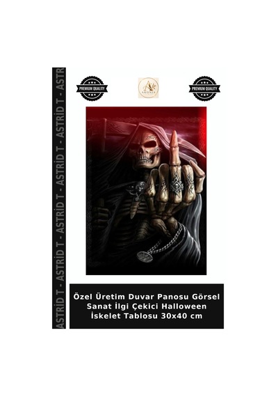 Özel Üretim Duvar Panosu Görsel Sanat İlgi Çekici Halloween İskelet Tablosu 30x40 Cm Çok Renkli