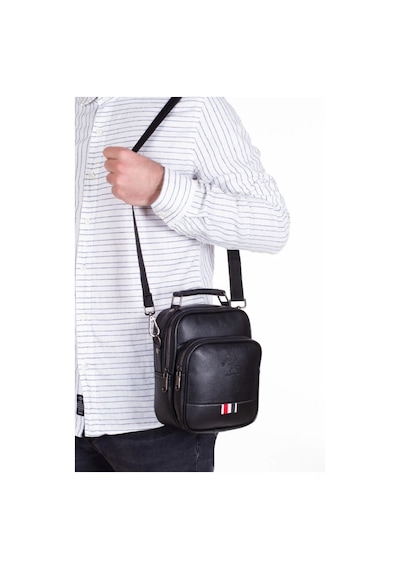 Strong Bag Strong Suni Deri Erkek El Çantası , Çapraz Askılı Omuz Çantası Np2040 Siyah