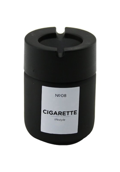 Qlux C-00549 Küllük 212cc No-08 Cıgarette Siyah Cam Kül Tablası Siyah Plastik Kapak - 40'li Paket
