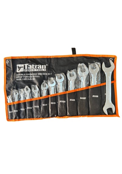 Bez Çantalı Açık Ağız Anahtar Seti 6-32 Mm, 12 Parça