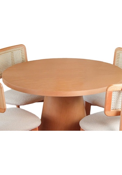 Pissa Natural Ahşap Yemek Masası 100x100 Natural Ayak - Natural Üst