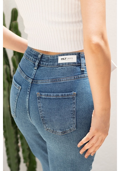 Açık Mavi Kadın Wide Leg Jean Yüksek Bel Likralı Esnek Kot Pantolon Jessica-açmavi 001