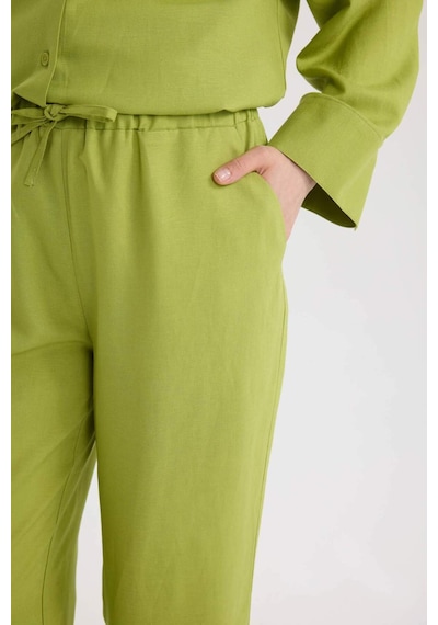 DeFacto Wide Leg Keten Karışımlı Geniş Paça Pantolon D8187AX25SPGN698