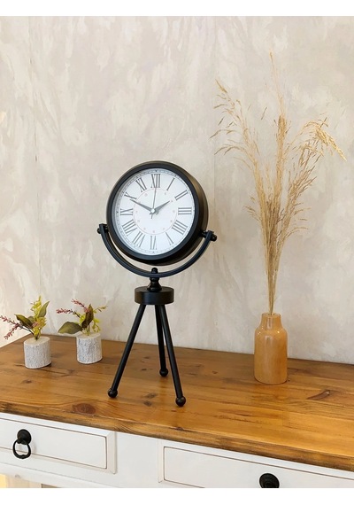Siyah Metal Mini Tripod Modern Masa Saati 45 26 Cm Çok Renkli