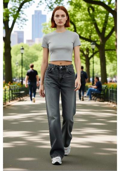 Ersefa Kadın Wide Leg Denim Pantolon Yüksek Bel Fonksiyonel Dayanıklı Ka Antrasit