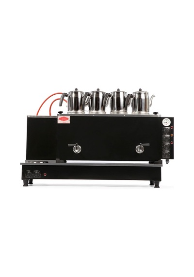 4 Demlikli Siyah Boyalı Çay Kazanı Sadece Elektrikli Pleytli A++