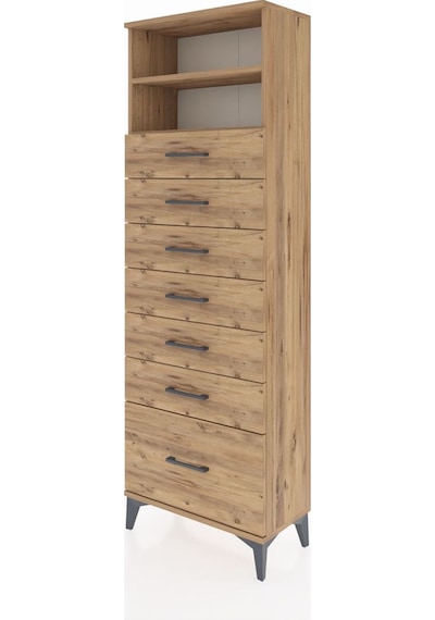 Arges Dolap 2 Raflı 7 Çekmeceli 60x30x182 Çam-çam Atlas Çam