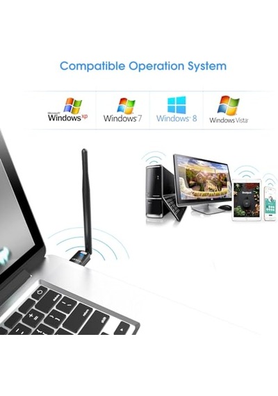 Pc İçin Usb Wifi Adaptörü, Masaüstü Dongle High Gain 6dbi Anten Desteği, Masaüstü Dizüstü Bilgisayar Desteği,