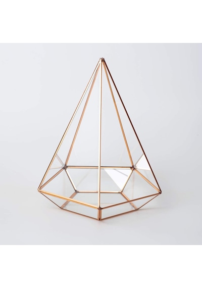 26x21x21cm Bakır Rose Gold Geometrik Teraryum Cam Fanus Aksesuar Çikolata Kutusu