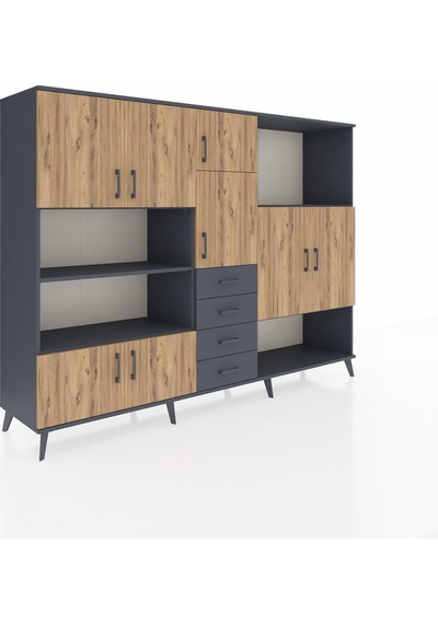 Hyperion Dolap 10 Raflı 4 Çekmeceli 8 Kapaklı 220x44x163 Antrasit Antrasit-çam/antrasit Hyperion Dolap 10 Raflı 4 Çekmeceli 8 Kapaklı 220x44x163 Antrasit Antrasit-çam/antrasit