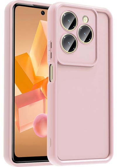 İnfinix Hot 40 Pro Kılıf Kamera Korumalı Kalın Kenarlı Viera Silikon Case Pembe