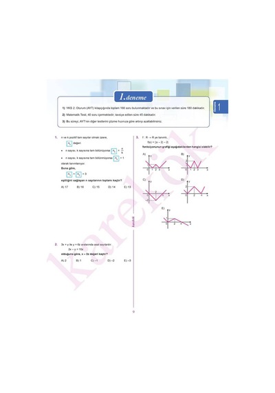 Karekök 2025-2026 Müfredatveri Ayt Matematik Denemeleri