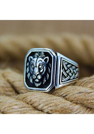 925 Ayar 3d Aslan Figürlü Gümüş Erkek Yüzüğü Gümüş