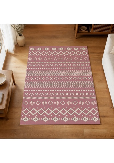 Kartela Halı Nera Halı Kaymaz Taban Makinede Yıkanabilir Halı Gül Kurusu - 80 X 120 Cm