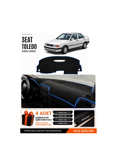 Seat Toledo 1995-2005 Uyumlu Torpido Koruma, Torpido Örtüsü, Torpido Kılıfı - Siyah Mavi