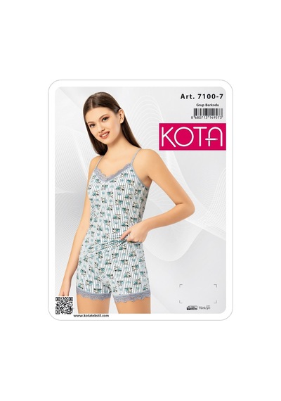 Kota 7100 İp Askılı Baskılı Şortlu Takım Bebe Mavi