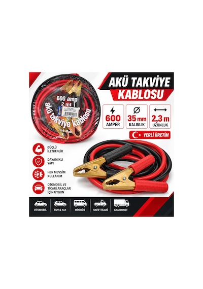 Takviye Kablosu 600 Amper 2,3 Mtr Yerlı - 639038991