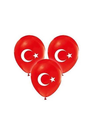 Balon Türk Bayrağı Ay Yıldızlı 100 Adet Kırmızı
