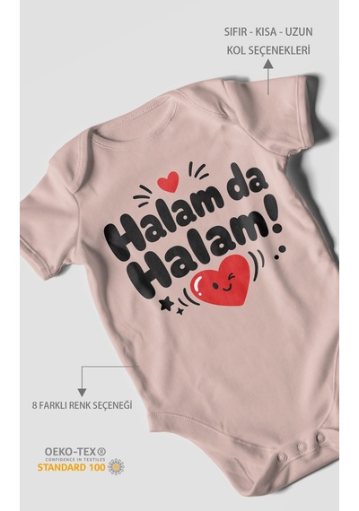 Morivokids Halam Da Halam Kısa Kollu Bebek Body %100 Pamuk Pastel Pembe