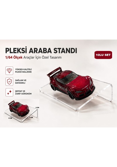 1/64 Diecast Araç Sergileme Standı Şeffaf Pleksi Rampası Hotwhe Elsuymlu Matchbox Uyumlu