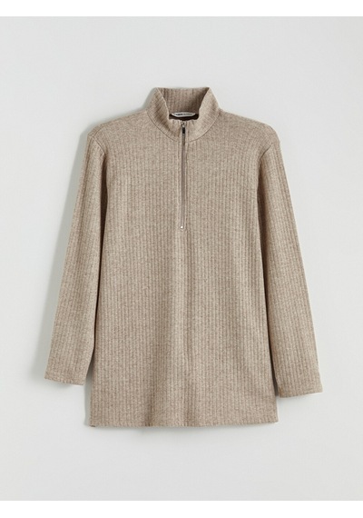 Lcw Everyday Bej Oversize Kadın Fitilli Tişört