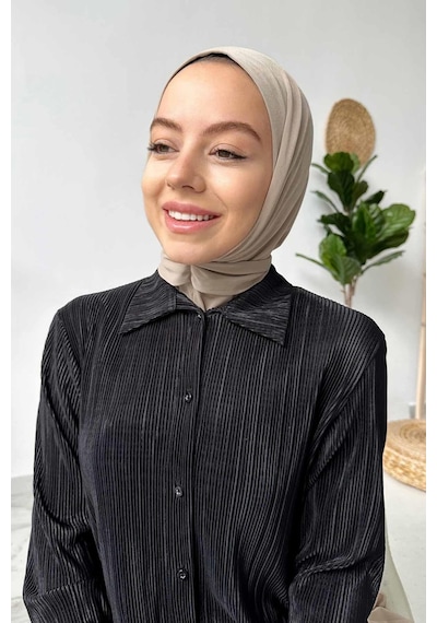 Kahijab Çıtçıtlı Bone - Vizon - Standart Vizon