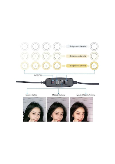 Youtuber 10 Inç Led Tripod Işıklı Telefon Tutucu Makyaj Işığı Ring Light