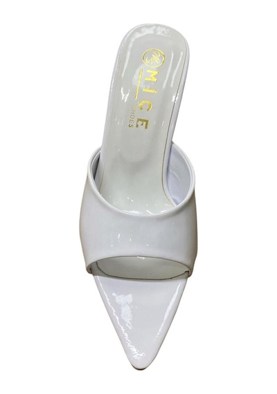 Miçe Shoes Kadın İnce Topuk Abiye Günlük Terlik Beyaz - 873684040 Beyaz