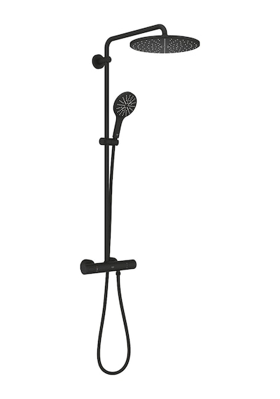 Grohe Rainshower Smartactive 310 Duvara Monte Termostatik Bataryalı Duş Sistemi Phantom Black - 2211 Krom