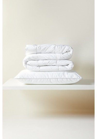 Ocean Home Textile Pamuk Saten Biyeli Mikrojel Tek Kişilik Yastık Yorgan Seti 1 Adet 155 X 215 / 1 Adet 50 X 70 Cm Beyaz
