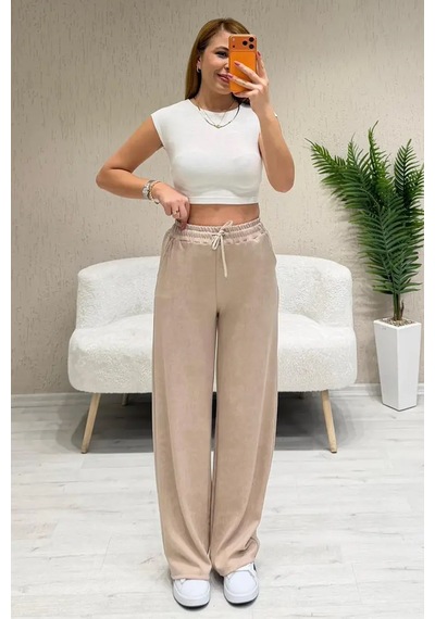 Fiolin Soft Touch Batik Boyamalı Modal Pantolon Bej