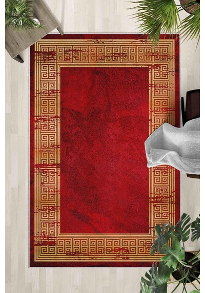 Kaymaz Taban Yıkanabilir Halı Mutfak, Salon, Yatak Odası İçin Modern Dijital Baskı Halı Slnhalı 1 - 0063 Çok Renkli