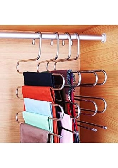 5 Katlı Metal Pantolon Eşarp Askısı 000 Açık Krem