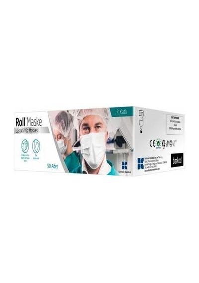 Roll Maske Eko Lastikli 50'lik Paket - 2 Katlı - Yüz Maskesi