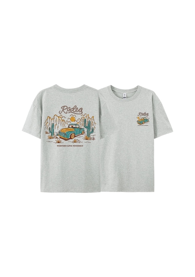 Startmore Y2k Vintage Tişört Tee Rodeg Batı Aşk Nazikçe Romantik Çöl Gri