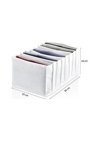 8 Bölmeli Çekmece İçi Katlanır Çamaşır Düzenleyici Organizer 14 X 23 X 36 Cm Kumaş Beyaz Diğer