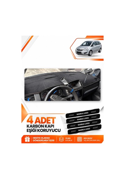 Opel Zafira B 2004-2011 Uyumlu Torpido Koruma Koruyucu Kılıfı Halısı Örtü Göğüs - Siyah