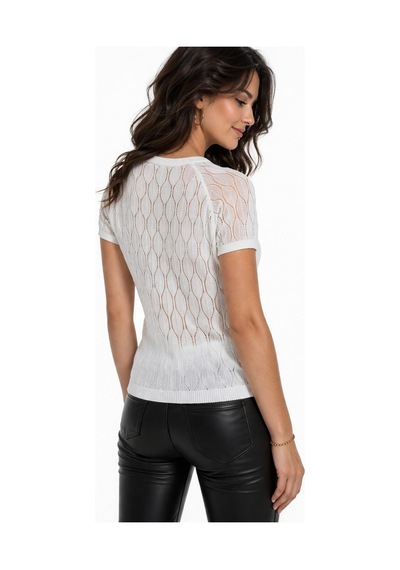 Kadın Triko Kısa Kol Bluz 12943 Bgl-st05309 Krem