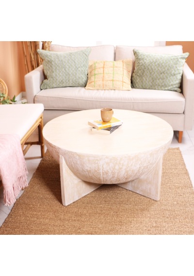 Etsuko El Yapımı Teak Wood Coffee Table Sehpa 90x42 Cm Beyaz Etsuko El Yapımı Teak Wood Coffee Table Sehpa 90x42 Cm Beyaz