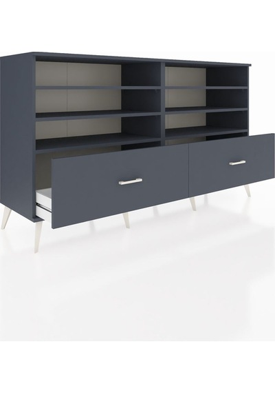 Hyperion Konsol 6 Raflı 2 Çekmeceli 176x44x99 Antrasit-antrasit Antrasıt/antrasıt - Antrasıt