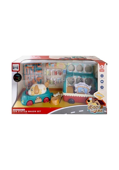 Sesli Sevimli Köpek Ve Eğlenceli Vagon Set - Sarı