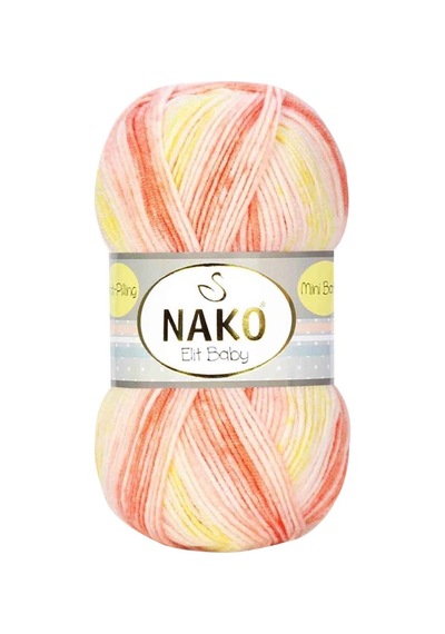 Elit Baby Mini Batik Bebe El Örgü İpi Turuncu Sarı 32430 Çok Renkli