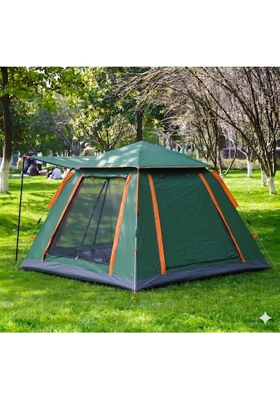 Tam Otomatik Tenteli 4-6 Kişilik 240x240x155cm Kamp Çadırı Yeşil